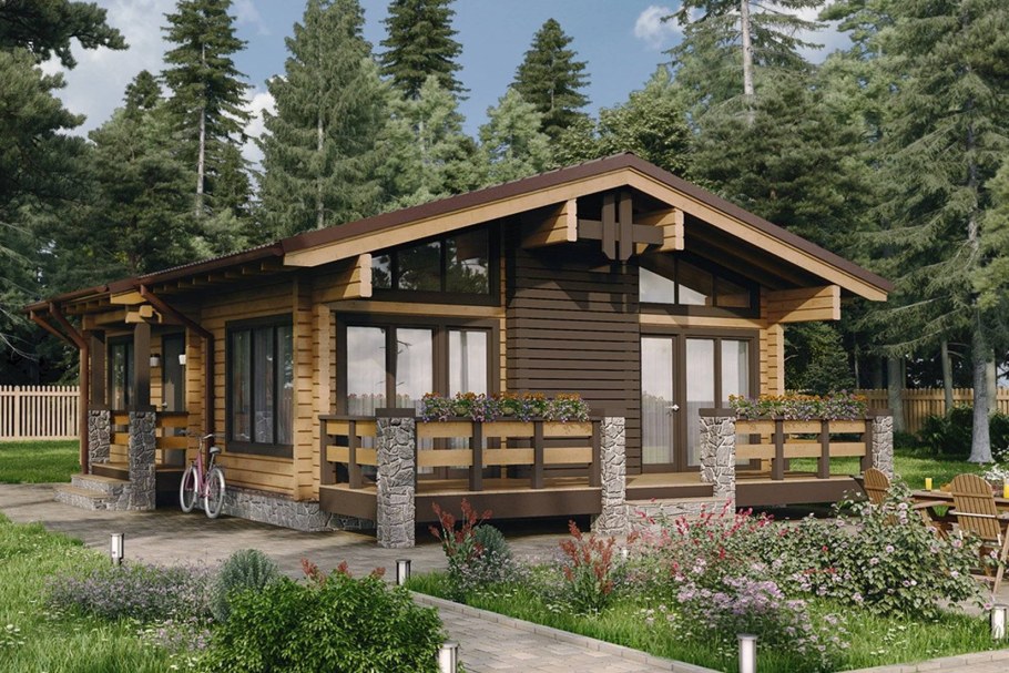 Дом Шале из клееного бруса 100кв