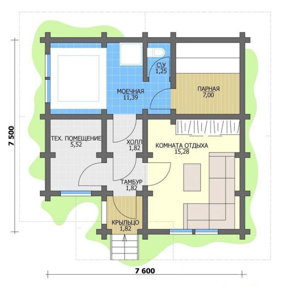 Баня с бассейном проект планировка