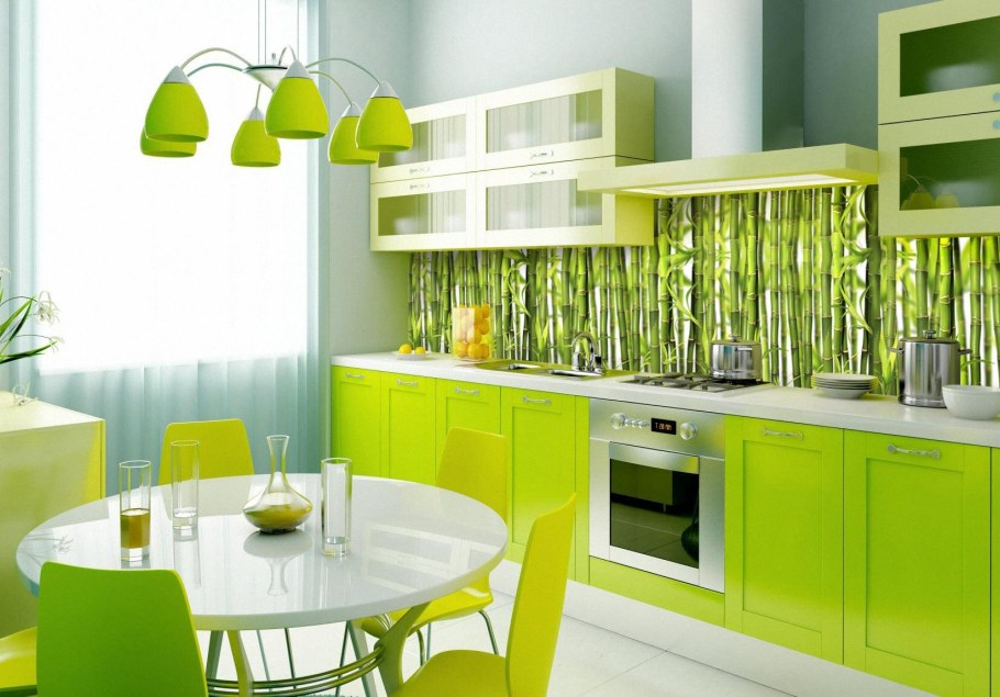 Салатовый цвет в интерьере кухни
