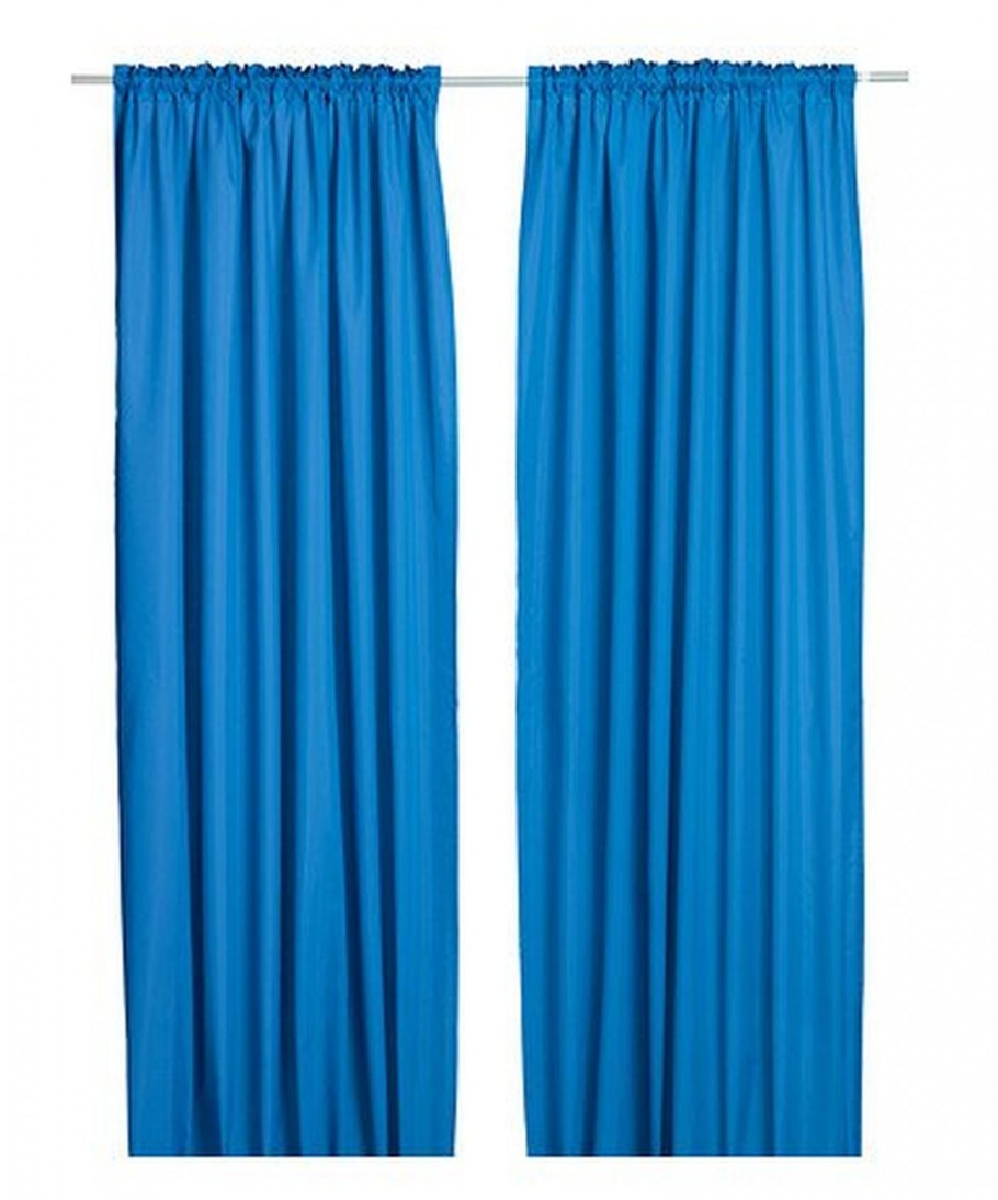 Синие шторы икеа с деревьями