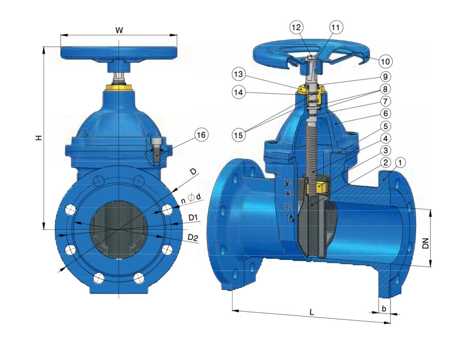 Задвижка шиберная abra-KV-03-100 dn100 pn16 с ISO фланцем с пневмоприводом, , шт 1,000