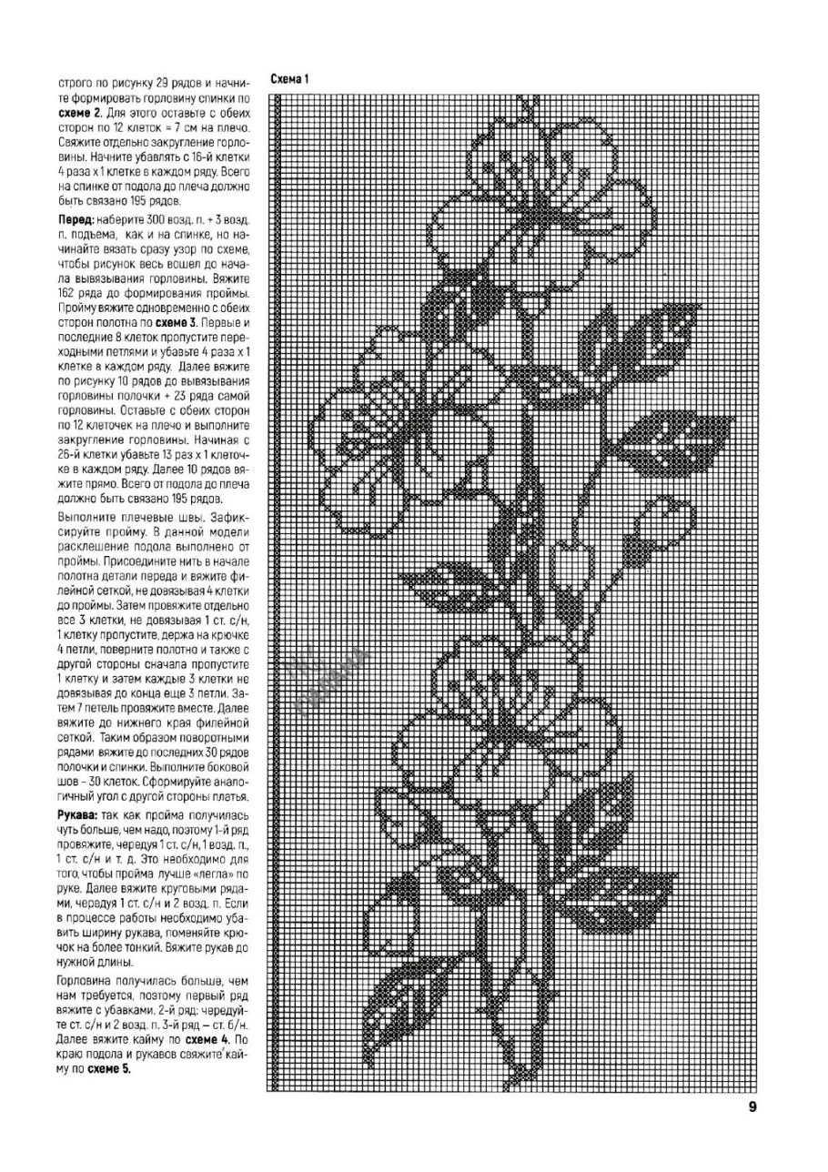 Кофточки филейной вязкой крючком со схемами