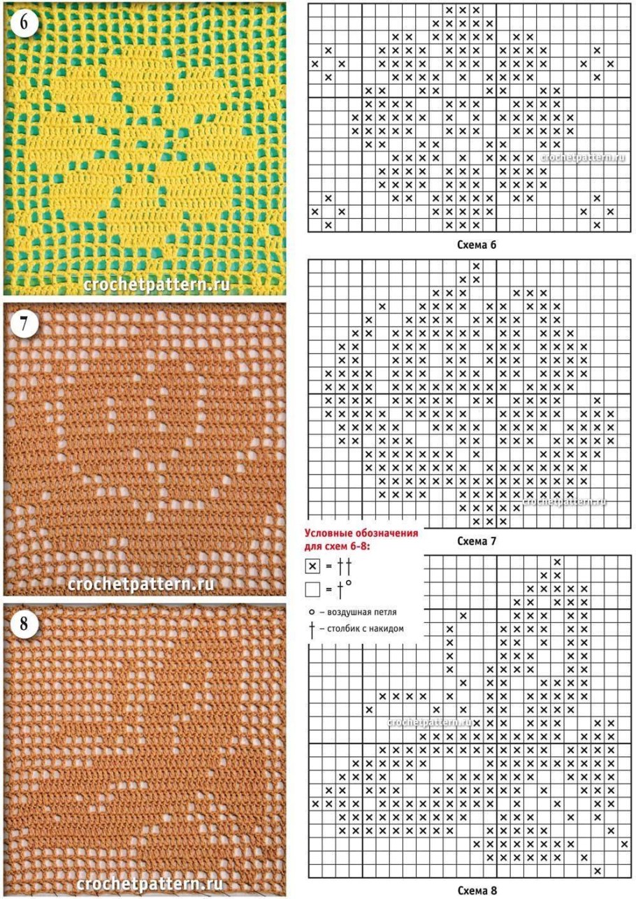 Филейная вязка крючком схемы салфетки