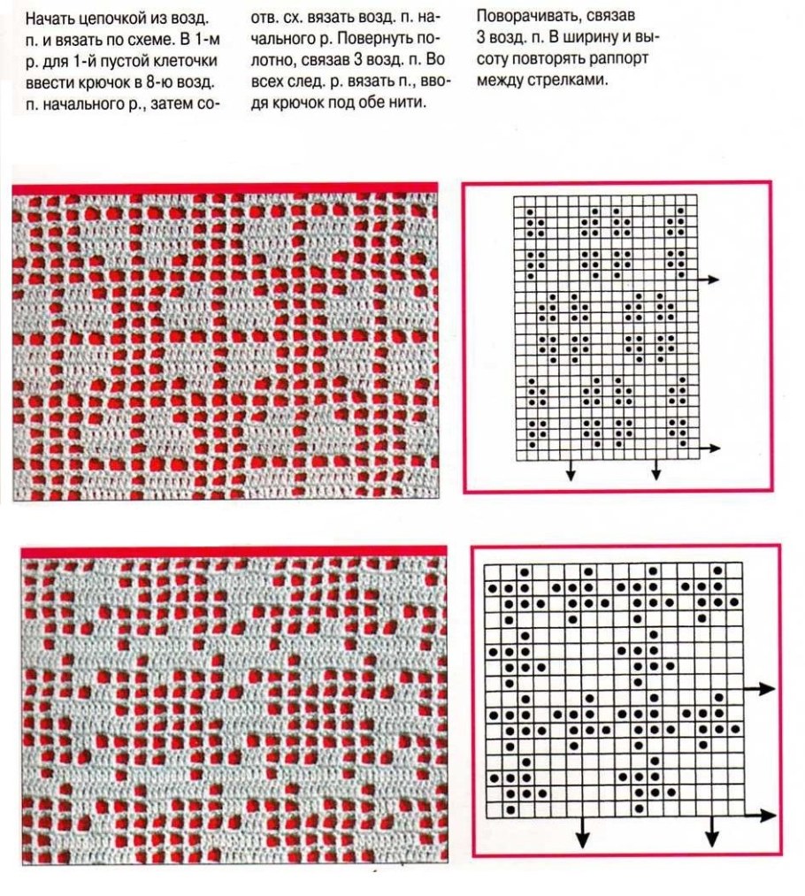 Схемы вязания крючком в технике филейного вязания