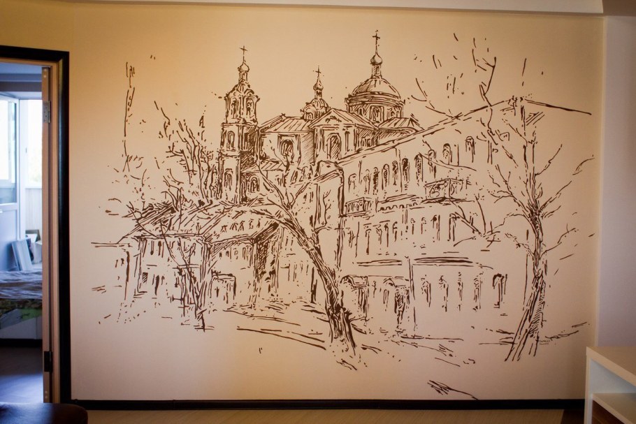 Монохромная роспись стен