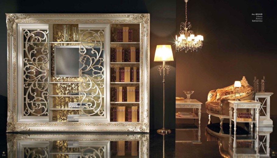 ТВ стенка с фасадами закрывающими телевизор Италия Bakokko