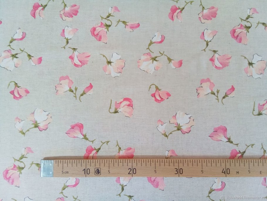 Ткань льняная Цветущий горошек