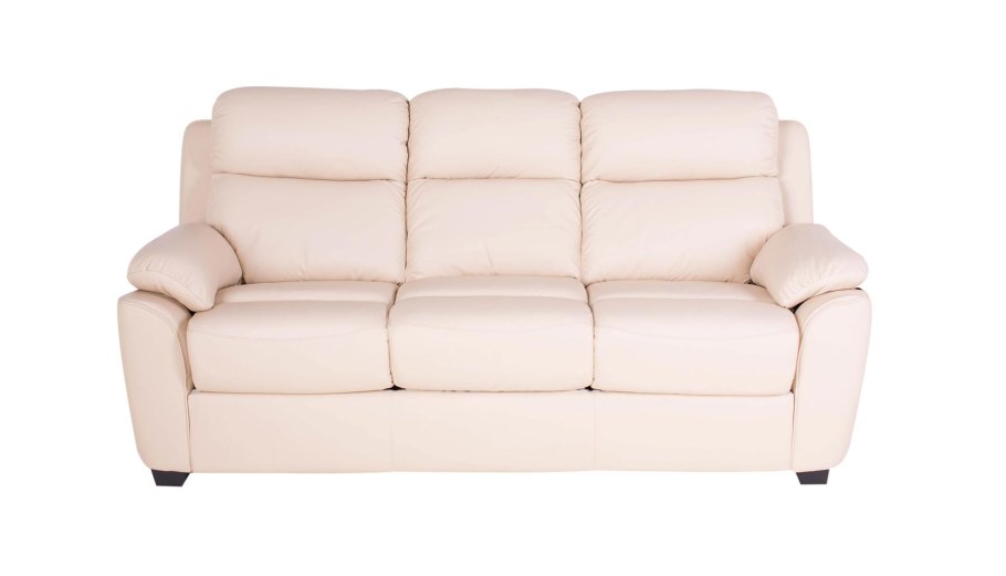 Бежевый кожаный диван