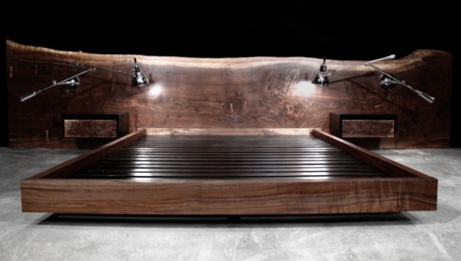 Кровать из слэба дерева лофт