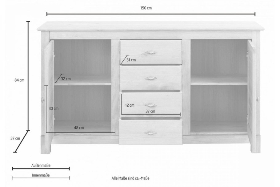 Комод Рауна белый воск