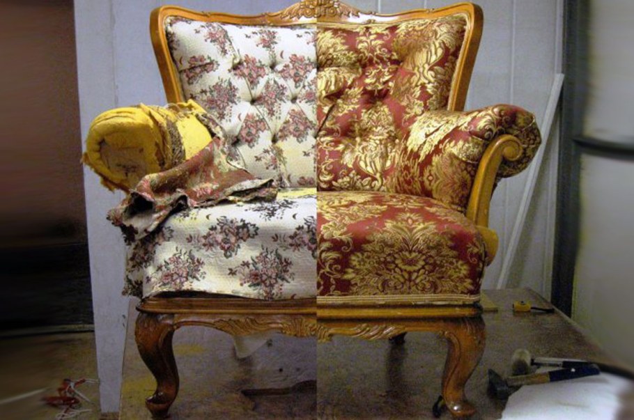 Обивка мебели до и после