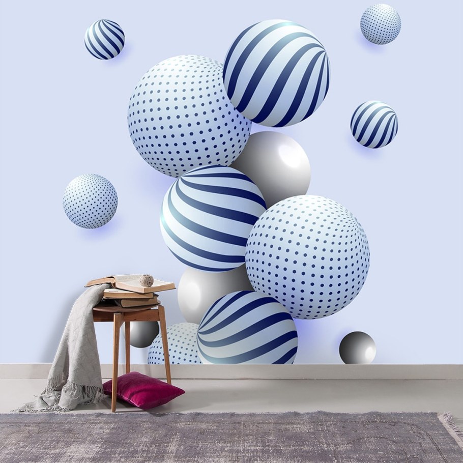 Обои с объемными шарами