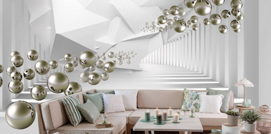 Обои шары на стену в интерьере