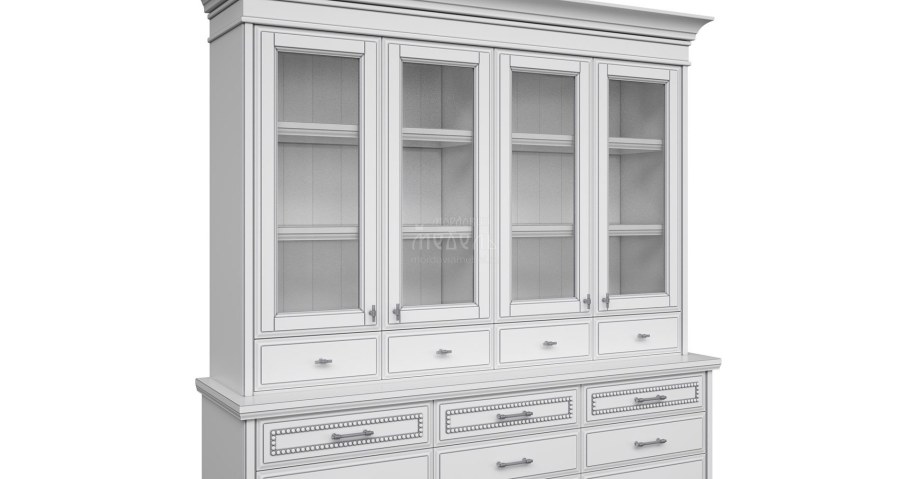 Сервант Эмилия белое серебро