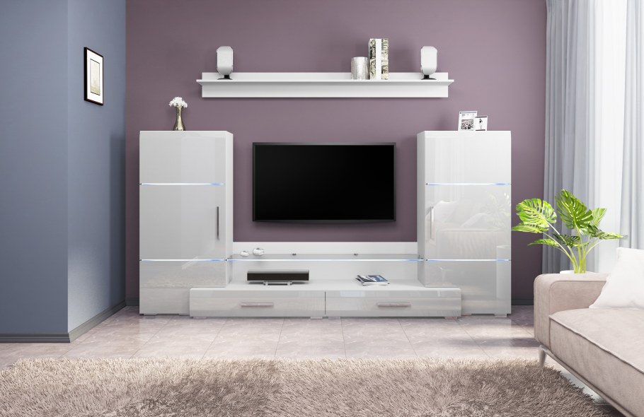 Гостиная Домино белый глянец Браво