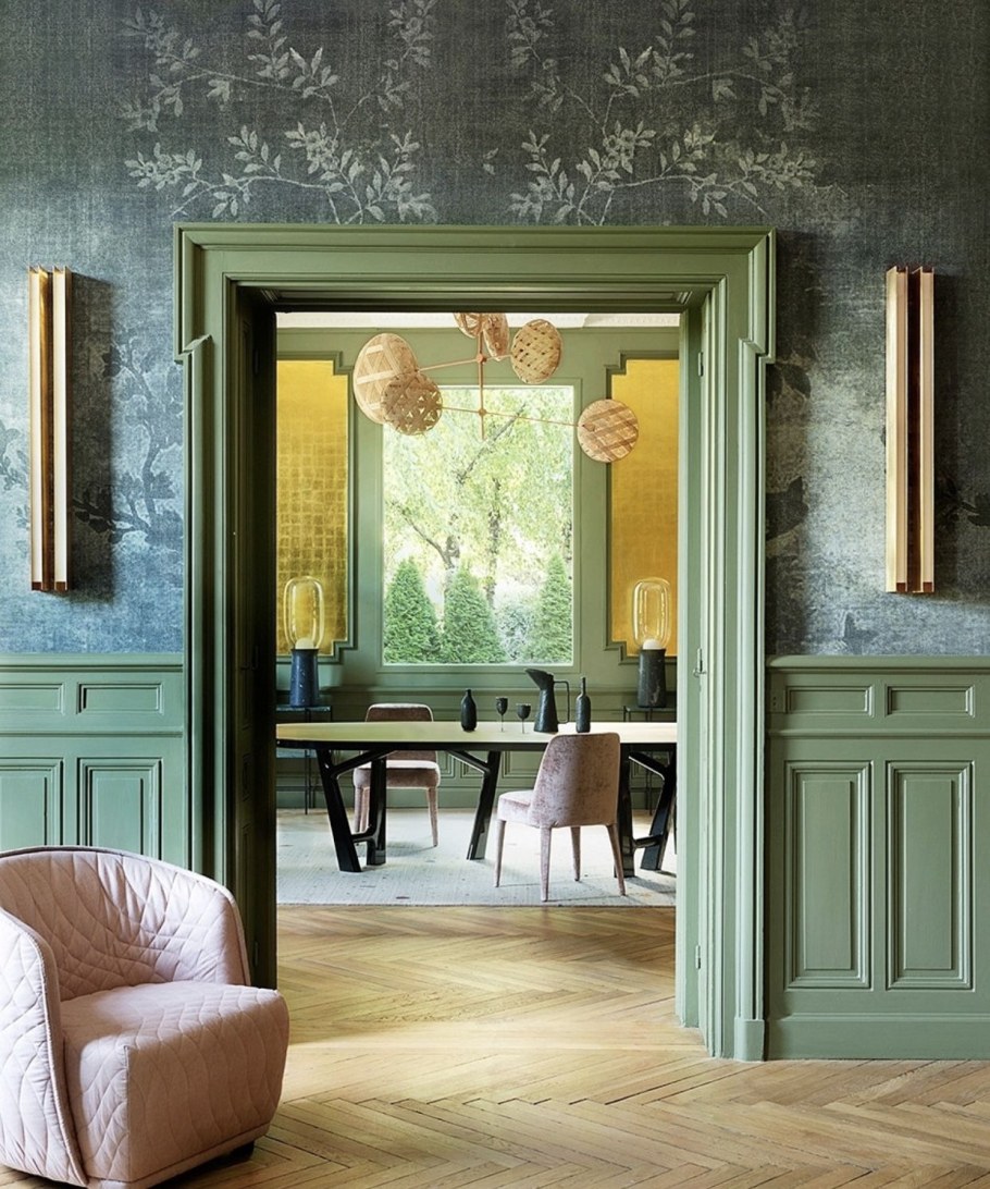Зеленый цвет стен в интерьере