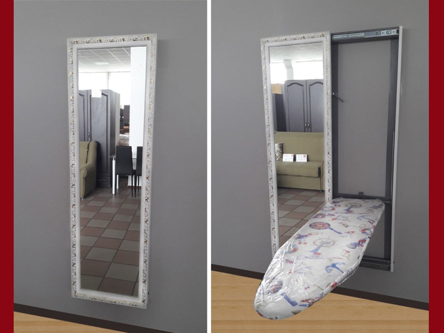 Гладильная доска встроенная в зеркало