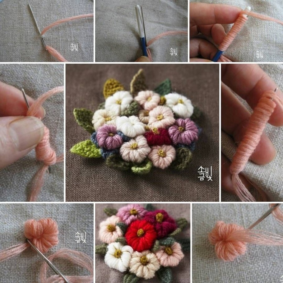 Объёмная вышивка мулине нитками