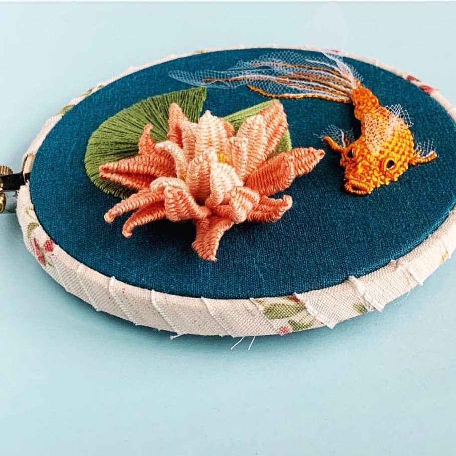 Объемная вышивка гладью