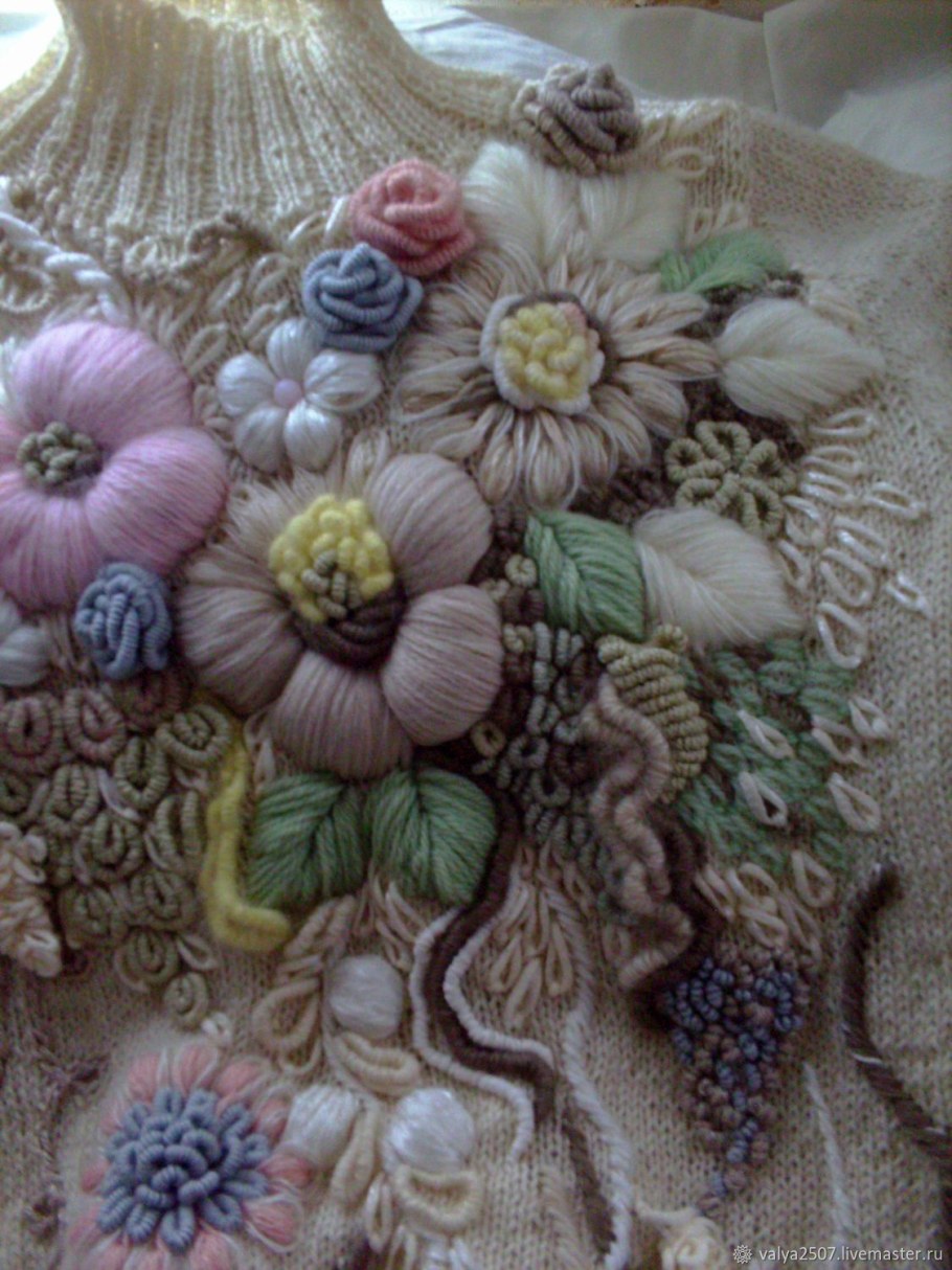 Объемная вышивка шерстью