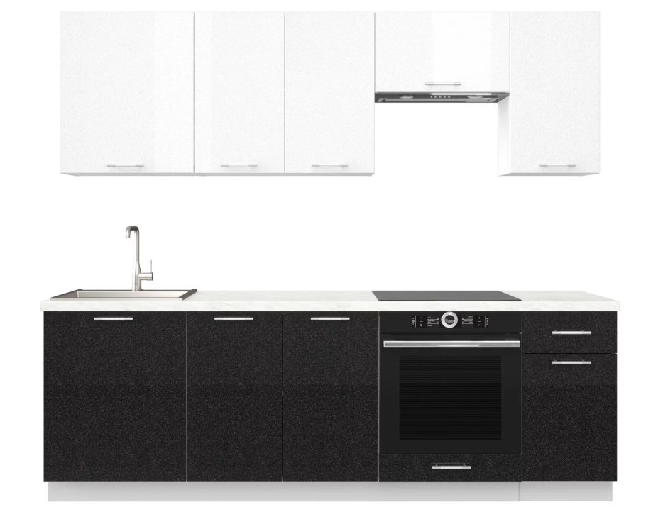 Кухонный гарнитур "Одри-2" (чёрный/белый металлик)