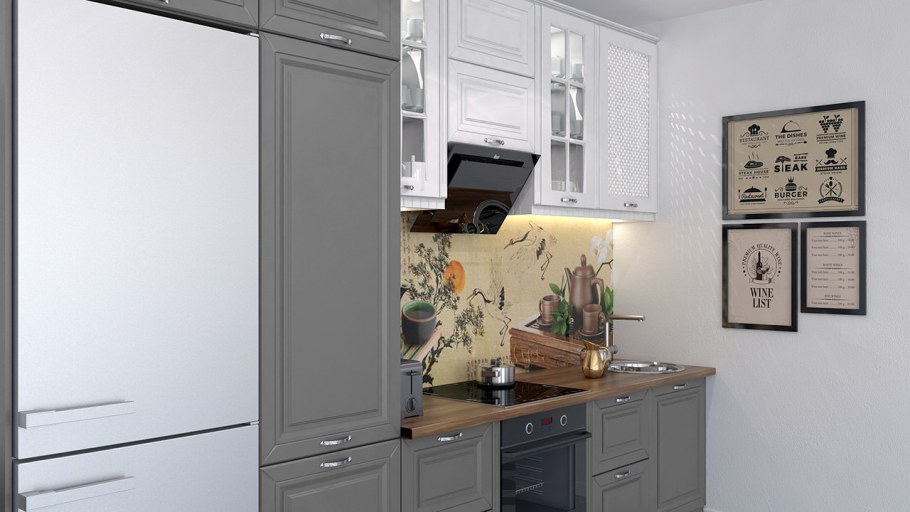 Мебель ТРИЯ кухня Одри серый шелк