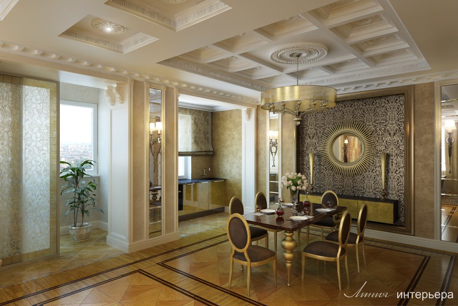 Гостиная столовая ар деко