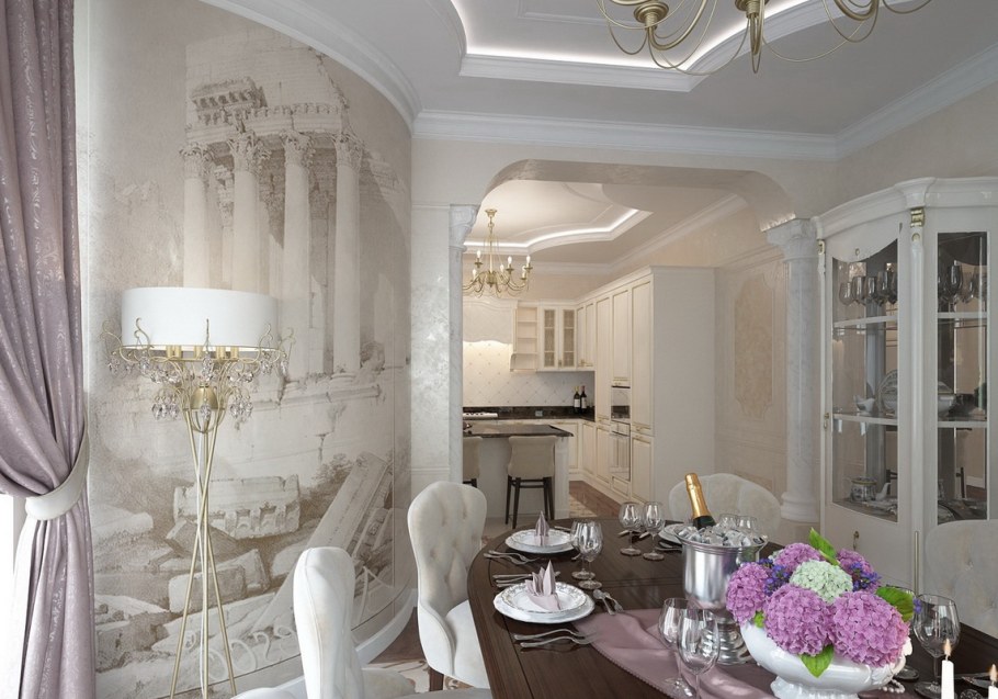 Кухня гостиная с аркой