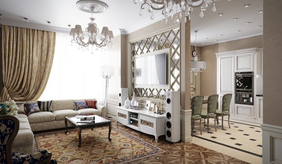 Гостиная с зеркалами