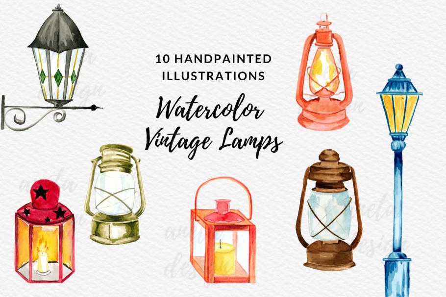 Золотой фонарик акварель