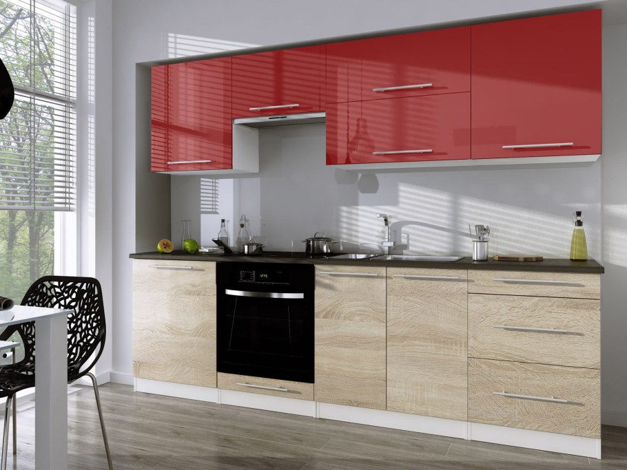 Кухня дуб сонома и белый глянец