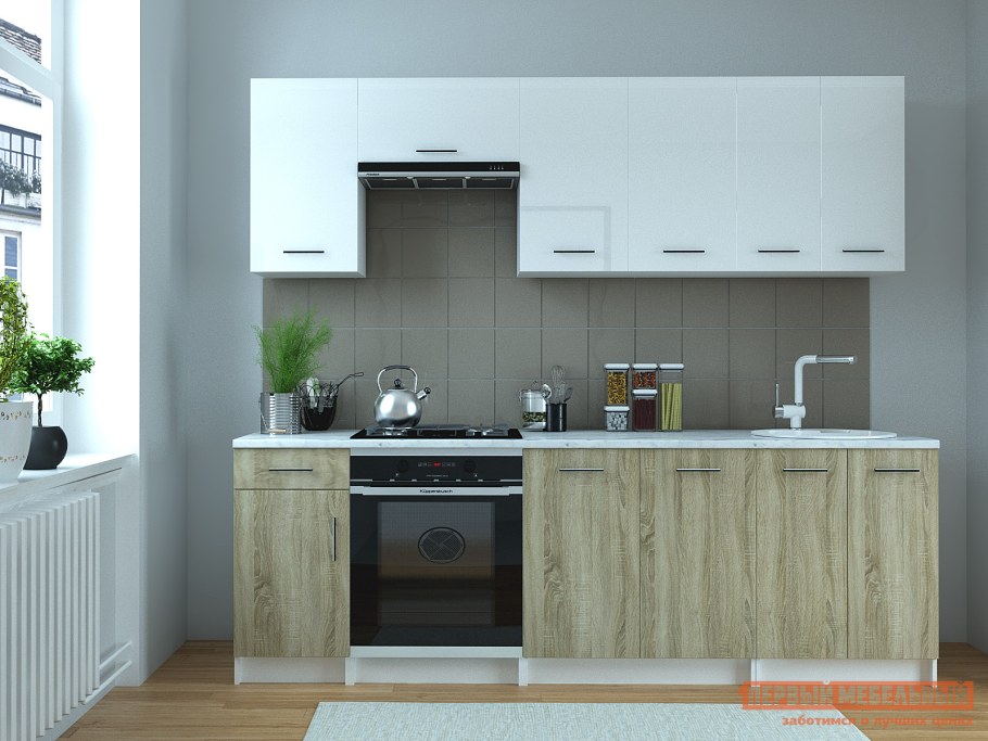 Кухня Техно-5 2,4м (сонома/софт графит, белый)