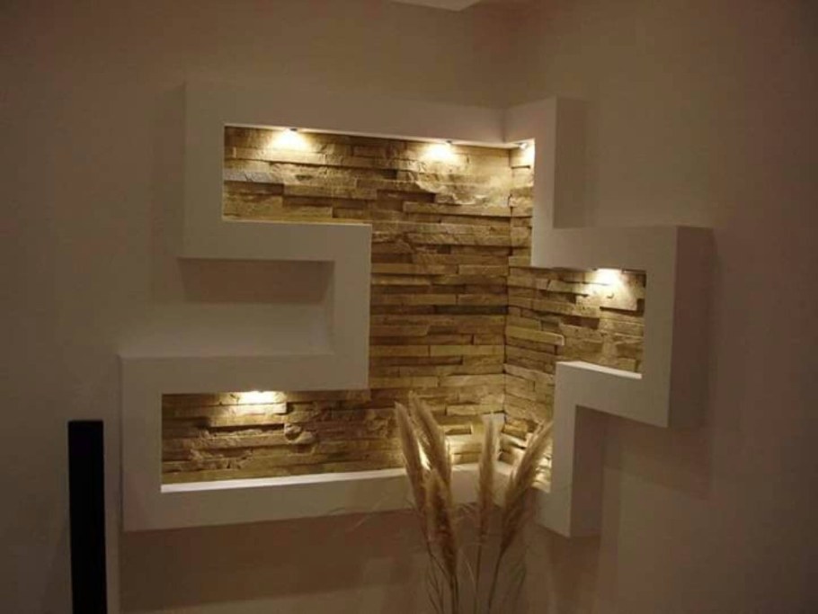 Декор полок из гипсокартона богато