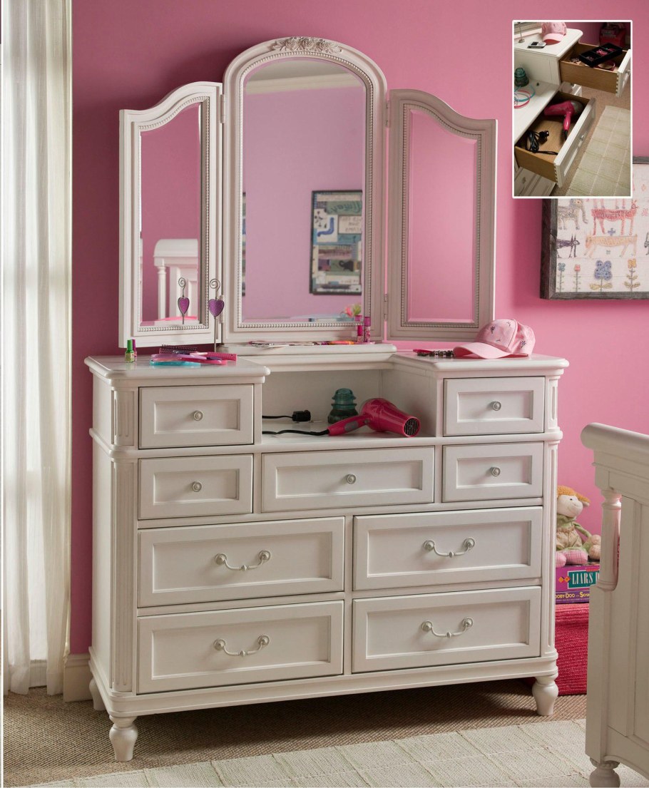 Girl on Furniture Dresser