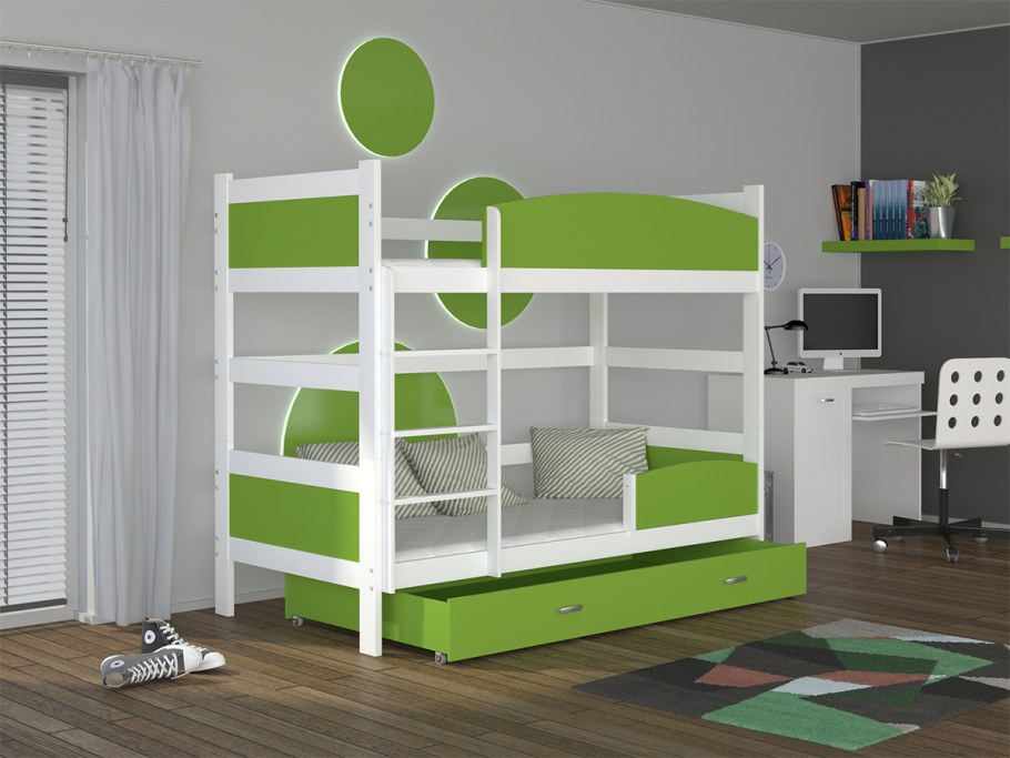 Двухъярусная кровать со стеллажом