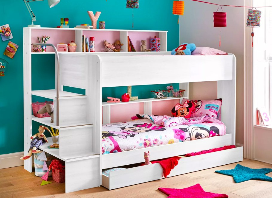 Двухъярусная кровать для девочки ступеньки