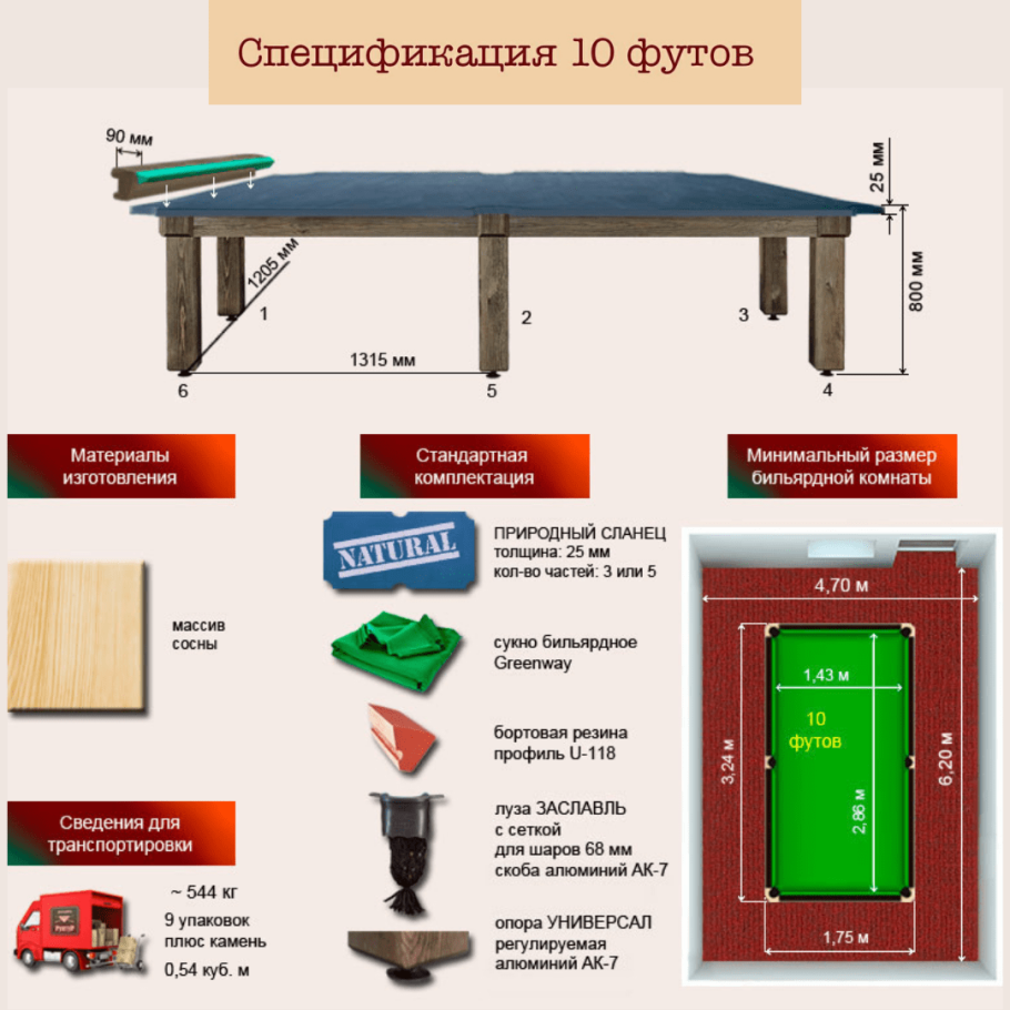Бильярдный стол ”паж-2” пул
