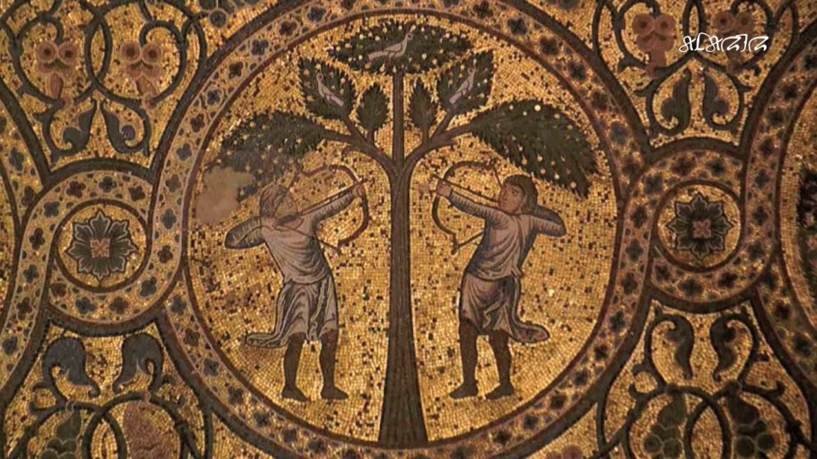 Мозаики зал Рожера норманнского дворца Палермо Италия