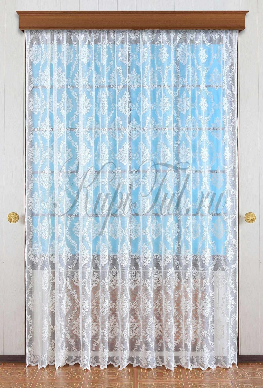 Штора Вензель (белый жаккард Ришелье)