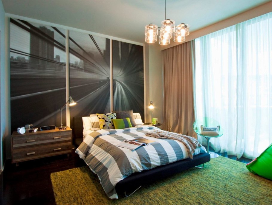 Занавески в спальню в современном стиле для парня
