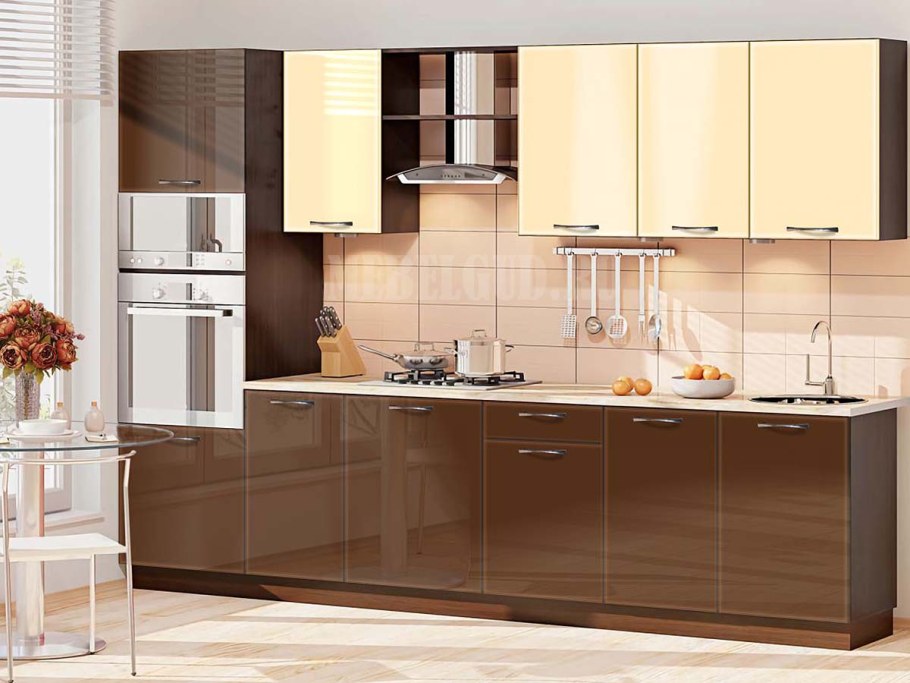 Кухня капучино+ваниль МДФ угловая