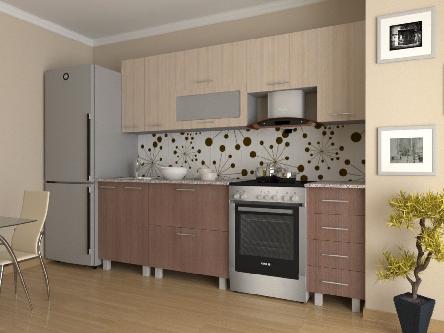 Лен светлый фасад кухни