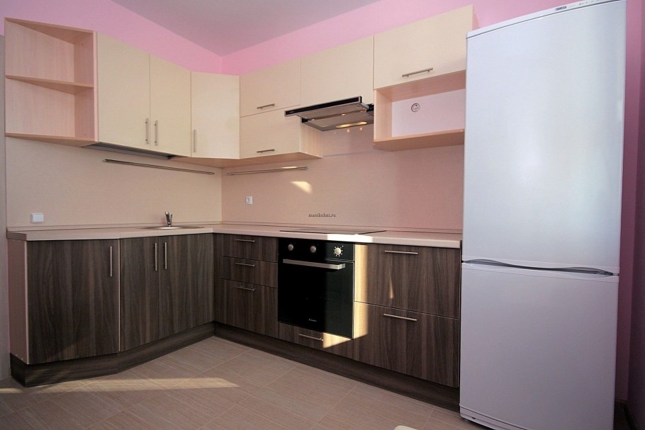 Кухня капучино+ваниль МДФ угловая