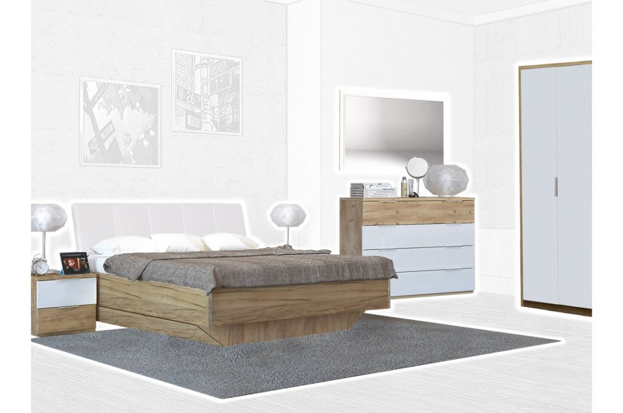 Спальный гарнитур белый глянец белый фон