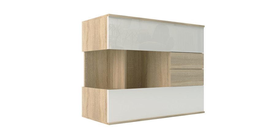 Комод Челси белый глянец дуб сонома