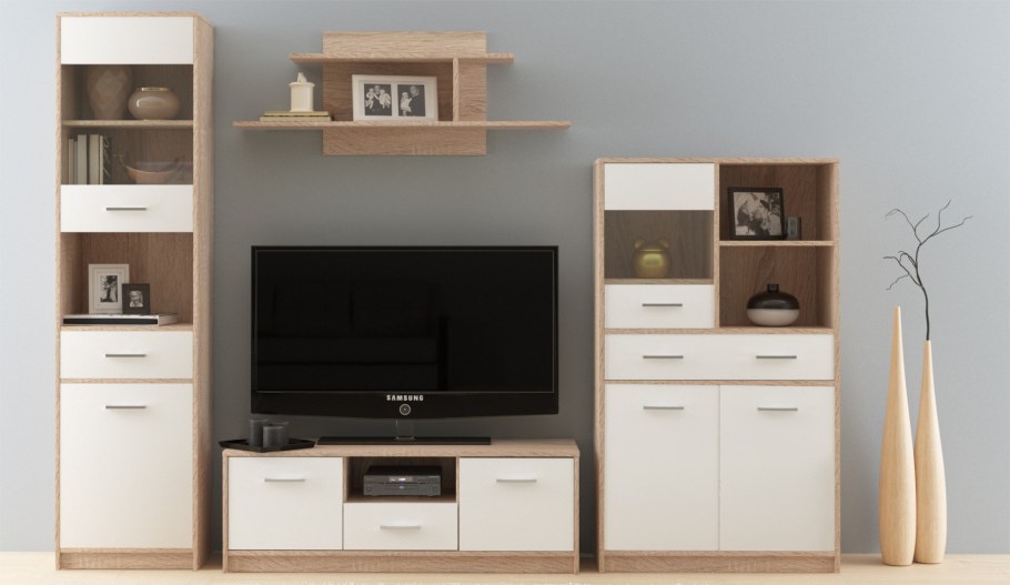 Гостиная стелс дуб сонома/белый