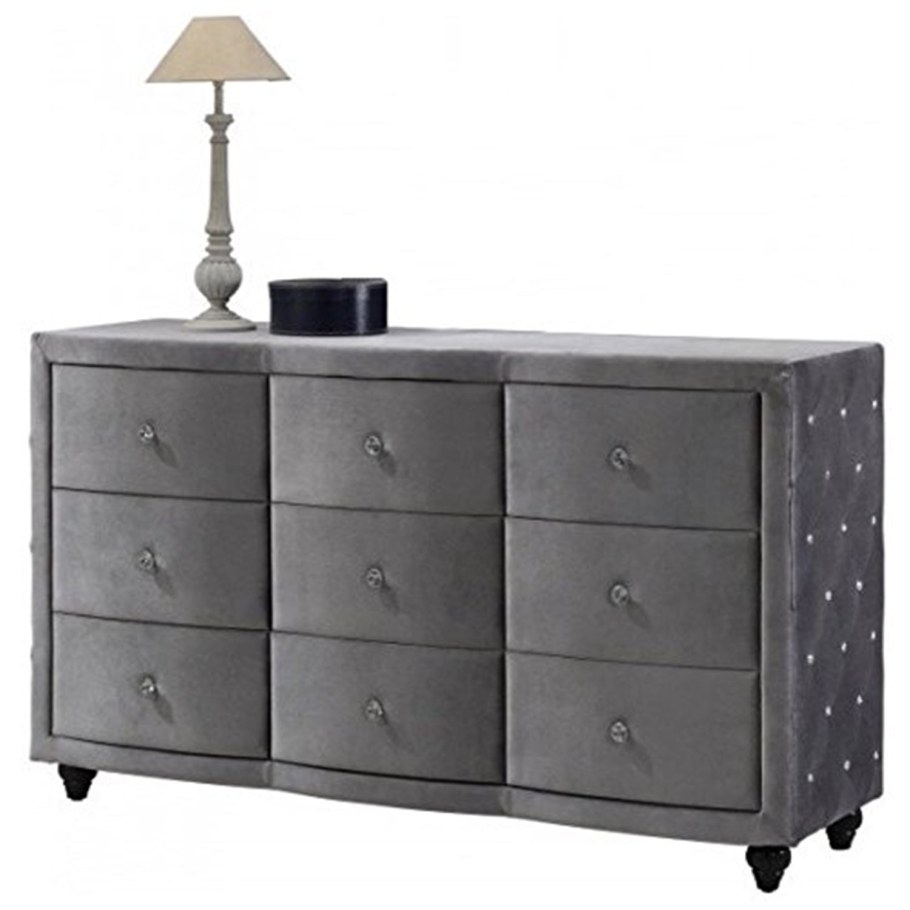 Комод бархатный серого цвета