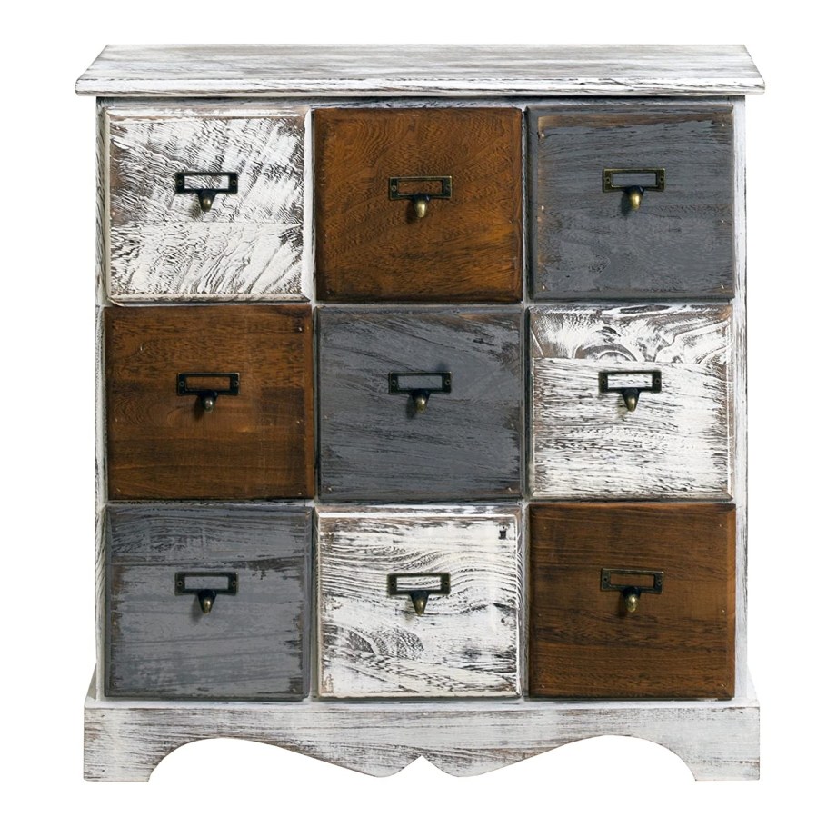 4 Colorful Drawers Cabinet with natural