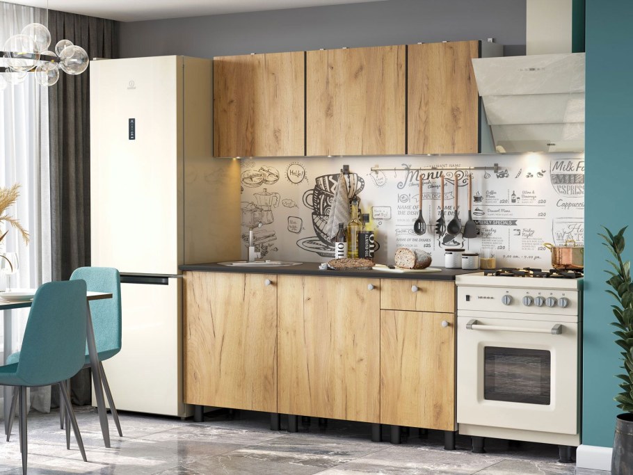 Кухня Аризона 2.0 белый/дуб золотой/черный