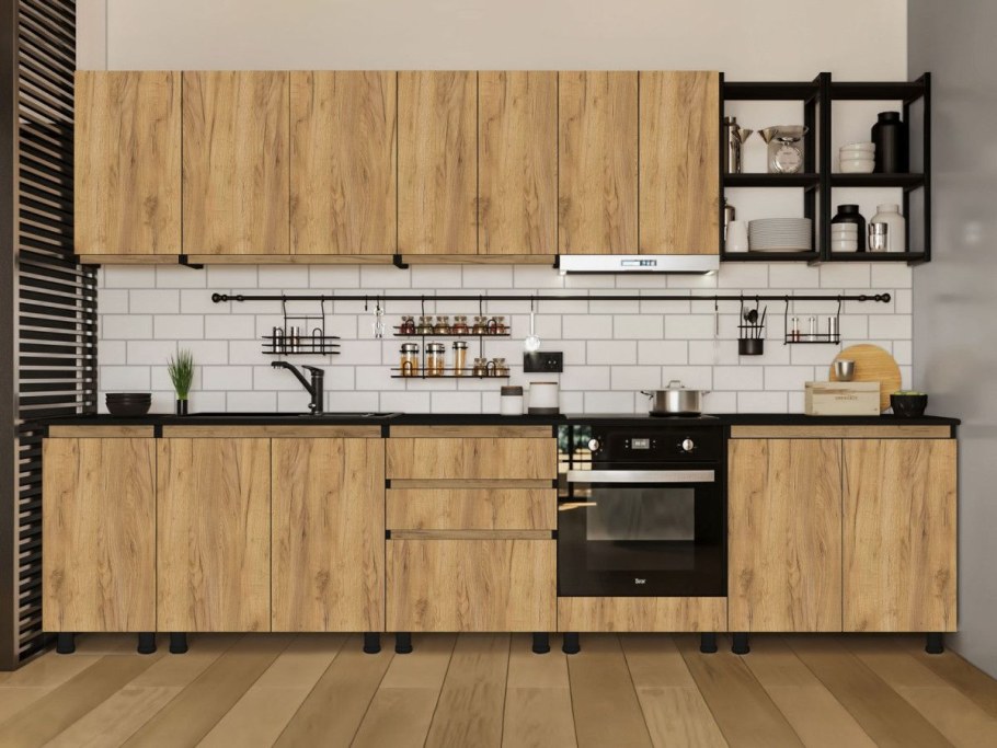 Кухонный гарнитур "Соната" 2,2 м (дуб золотой/дуб золотой)